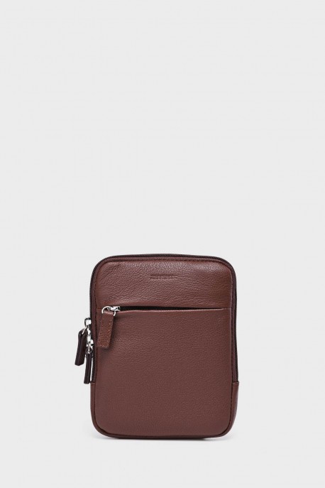 WILLY - ZEVENTO Sacoche Pochette en cuir de vachette - Chocolat