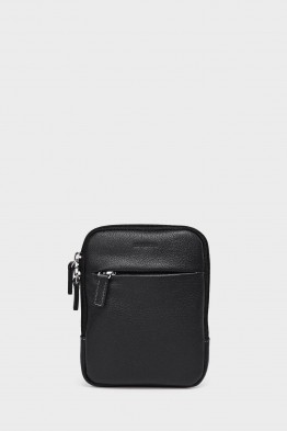 WILLY - ZEVENTO Cowhide Leather Shoulder bag Pouch - Black