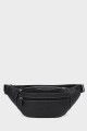 RICHY - ZEVENTO Cowhide Leather Bum Bag - Black : colour:Black