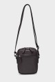 CHARLY - ZEVENTO Sacoche Pochette en toile de nylon garni cuir de vachette - Choco