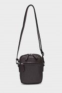CHARLY - ZEVENTO Sacoche Pochette en toile de nylon garni cuir de vachette - Choco