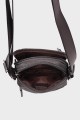 CHARLY - ZEVENTO Sacoche Pochette en toile de nylon garni cuir de vachette - Choco
