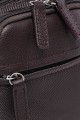 CHARLY - ZEVENTO Sacoche Pochette en toile de nylon garni cuir de vachette - Choco
