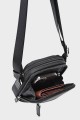 CHARLY - ZEVENTO Nylon canvas with Cowhide Leather Crossbody bag / Pouch - Black