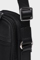 CHARLY - ZEVENTO Sacoche Pochette en toile de nylon garni cuir de vachette - Noir