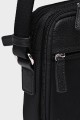 CHARLY - ZEVENTO Sacoche Pochette en toile de nylon garni cuir de vachette - Noir