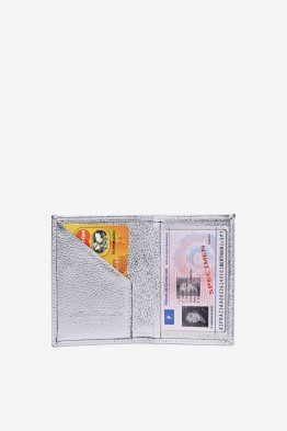 SF6003-22T4 Leather card holder Silver - La Sellerie Française