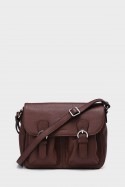 NOEMIA - ZEVENTO Sac bandoulière en cuir de vachette - Choco