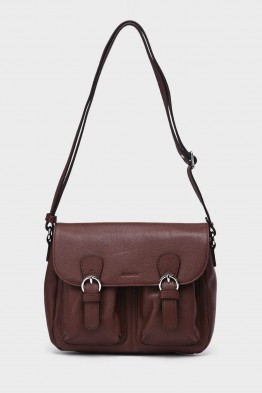 NOEMIA - ZEVENTO Sac bandoulière en cuir de vachette - Choco