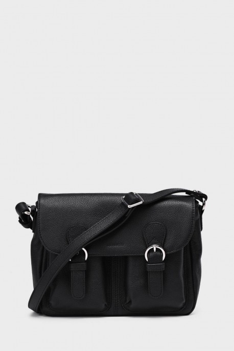 NOEMIA - ZEVENTO Sac bandoulière en cuir de vachette - Noir