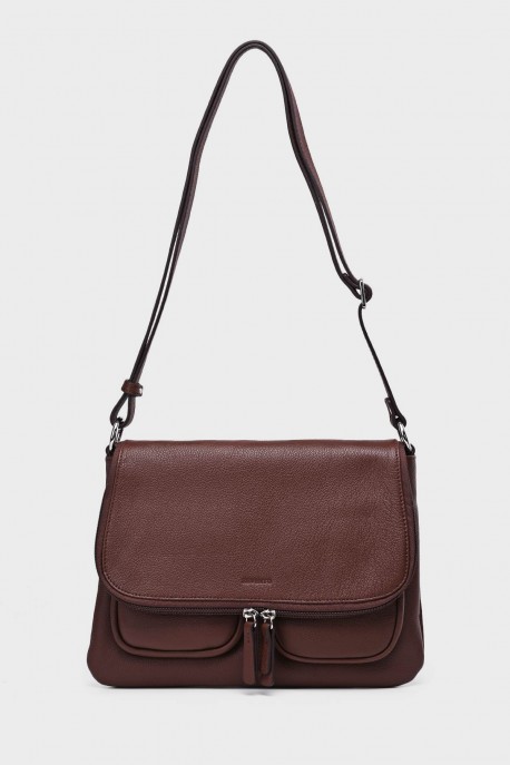 JESSY - ZEVENTO Sac bandoulière en cuir de vachette - Choco