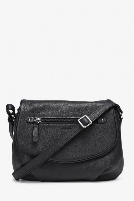 AMYLIA - ZEVENTO Sac bandoulière en cuir de vachette - Noir