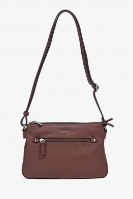 LOURA - ZEVENTO Shoulder bag cowhide leather - Choco