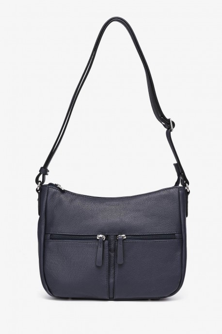 AURELA - ZEVENTO Sac bandoulière en cuir de vachette - Marine