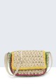 8820-BV Shoulder bag made of paper straw crocheted : colour:Beige