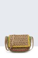 8820-BV Sac bandoulière en paille papier crocheté : couleur:Kaki (Khaki)