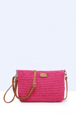 8890-BV Shoulder bag made of paper straw crocheted