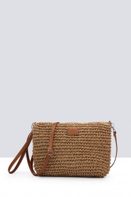 8990-BV Shoulder bag made of paper straw crocheted