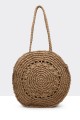 8976-BV Crocheted paper straw handbag / Beach bag : colour:Light khaki