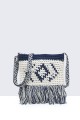 8827-BV Shoulder bag made of crocheted textile : colour:Navy