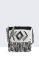 8827-BV Shoulder bag made of crocheted textile : colour:Black
