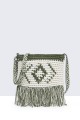 8827-BV Shoulder bag made of crocheted textile : colour:Green