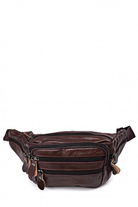 KJ28102 Banane en cuir de vachette : couleur:Marron fonc&eacute;