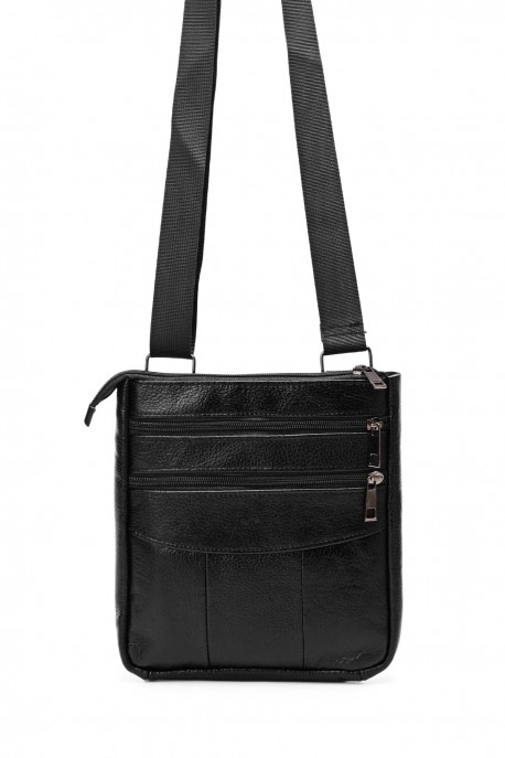 KJ86718 Pochette bandoulière en croûte de cuir : couleur:Noir (Black)