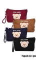 BG6189 Make up bag "Bear" Velvet : colour:Pack of 4