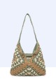 9068-BV Crocheted paper straw handbag / Beach bag