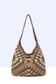 9068-BV Crocheted paper straw handbag / Beach bag