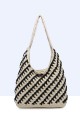 9073-BV Handbag made of crocheted cotton : colour:Black