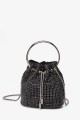 M-7019 Petit sac à main sac bandoulière en maille de strass : couleur:Noir (Black)