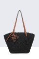 9062-BV Woven Basket Handbag : colour:Black