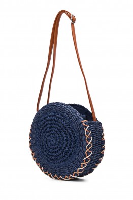 9067-BV Shoulder bag made of paper straw crocheted