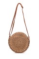 9067-BV Shoulder bag made of paper straw crocheted : colour:Camel