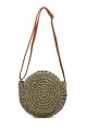 9067-BV Shoulder bag made of paper straw crocheted : colour:Kaki