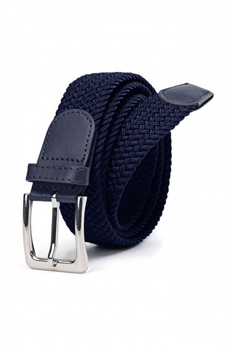 ZSP-357-VDT3 Ceinture tressée élastique : Couleurs:Bleu nuit