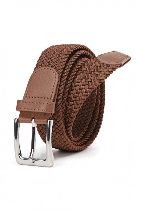 ZSP-357-VDT3 Ceinture tressée élastique : Couleurs:Cognac