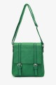 234-BM Synthetic shoulder bag with flap : colour:Green