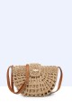 9055-BV Shoulder bag made of paper straw crocheted : colour:Camel