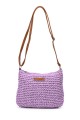 CL13047 Shoulder bag made of paper straw crocheted : colour:Lilac