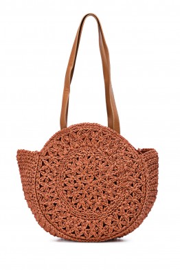 CL13046 Crocheted paper straw handbag / Beach bag