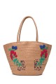 CL13037 Woven basket handbag / beach bag with Flower decoration : colour:A