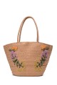 CL13037 Woven basket handbag / beach bag with Flower decoration