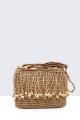 8831-BV Shoulder bag made of woven paper straw : colour:Camel