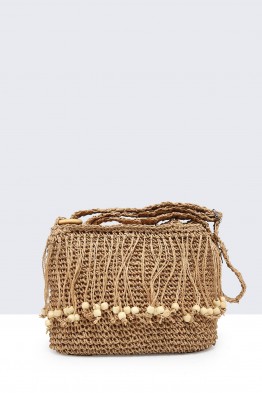 8831-BV Shoulder bag made of woven paper straw