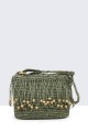 8831-BV Shoulder bag made of woven paper straw : colour:Kaki