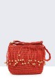 8831-BV Shoulder bag made of woven paper straw : colour:Orange