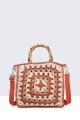 8829-BV Handbag made of crocheted cotton : colour:Orange